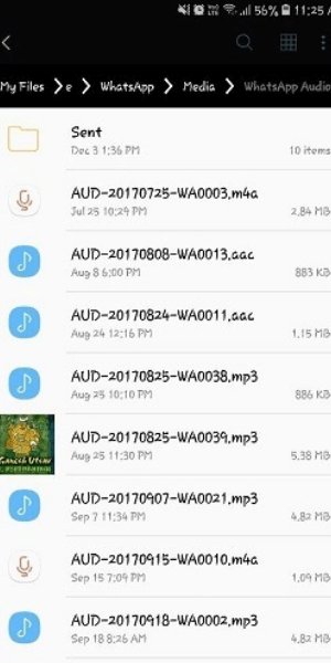 find Whatsapp audio on android